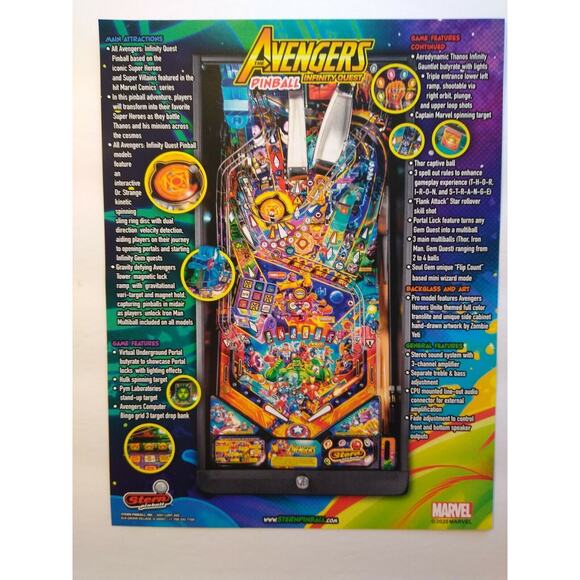 Avengers Infinity Quest Pinball Flyer Marvel Comic Incredible Hulk Art Print Pro - Picture 8 of 10